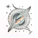 interstellar black hole with hands tattoo design idea