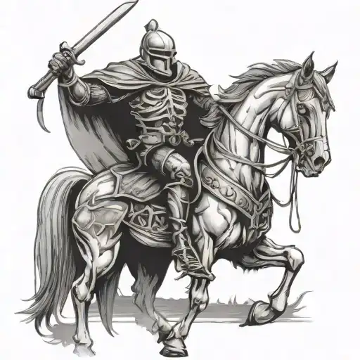 skull knight riding a horse tattoo design idea