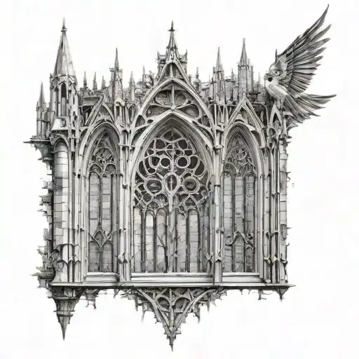 gothic cathedral window tattoo design idea
