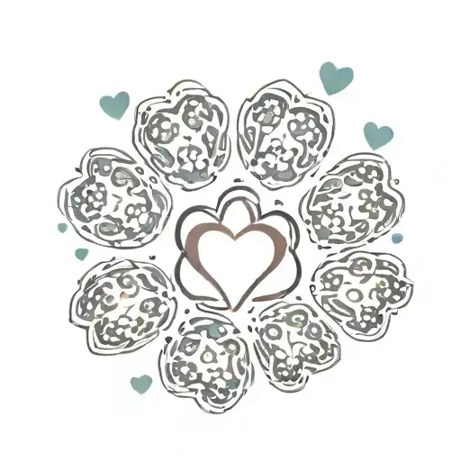 cat paw print made up of five hearts tattoo design idea