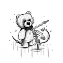 evil teddy bear holding a spiked mace in one hand tattoo design idea