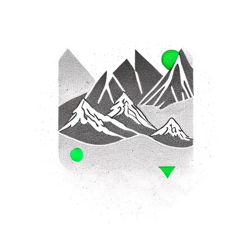 sleeve tatto mountain scence with golf green and flag tattoo design idea