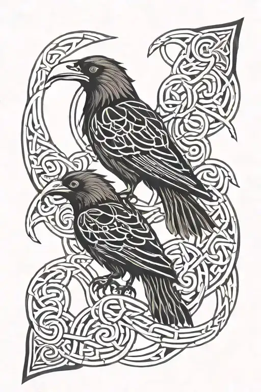 Celtic knots, ravens tattoo design idea