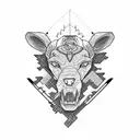 Motorcycle and 4x4 adventure through a mountainous landscape tattoo design idea