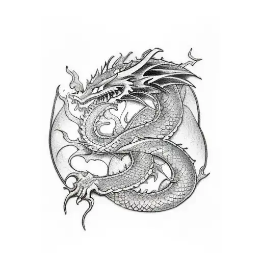 simple Dragon tattoo for wrist area, Tolkien elvish style, colorful, ornate tattoo design idea