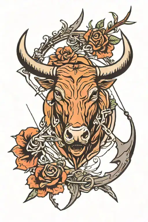 bull and arrow bow and line tattoo tattoo design idea