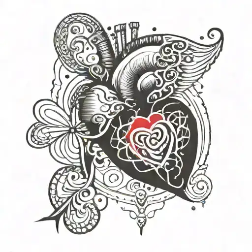 a heart shape that is connecting to a heart pulse frequency that is turning into the name Amari  tattoo design idea