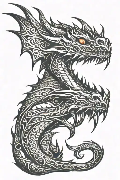 dragon breathing fire tattoo design idea