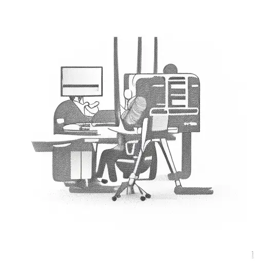 employer suppresses his sad employees vs happy workers working in a field  tattoo design idea