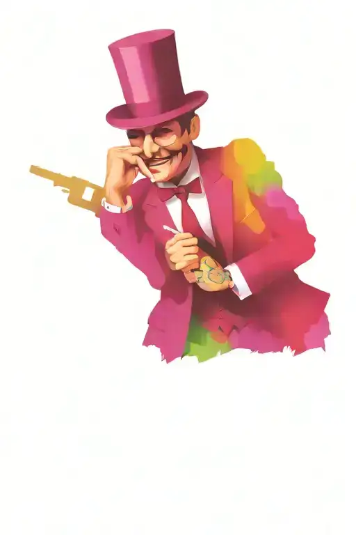 A alec monopoly style art piece with the monopoly man on wallstreet and a colourful background with stock line prices gr tattoo design idea