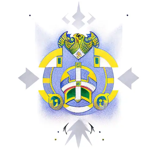 art deco Ukrainian coat of arms tattoo design idea