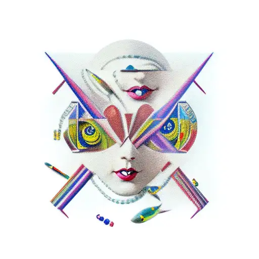 art deco tryzub tattoo design idea