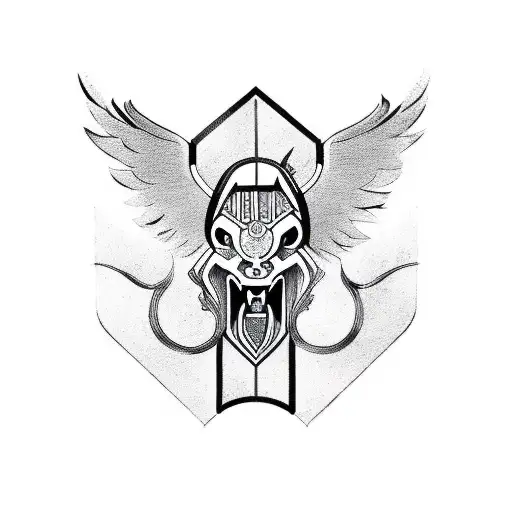 art deco Ukrainian coat of arms tattoo design idea