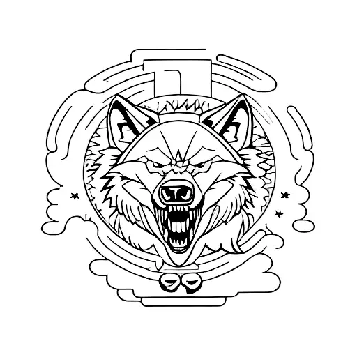 angry wolf with 1999 text and a twist of fc Midtjylland  tattoo design idea