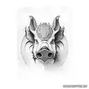 boar's head in profile tattoo design idea