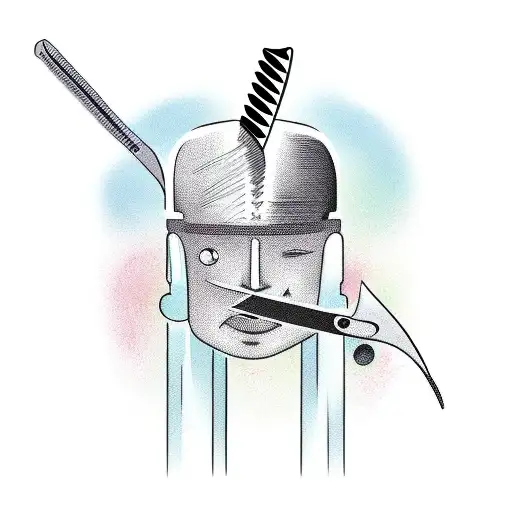Barber pole with a cuttthroat blade tattoo design idea
