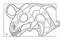 parasaurolophus fossilized skull tattoo design idea