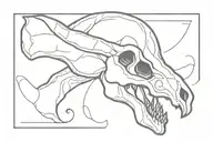 parasaurolophus fossilized skull tattoo design idea