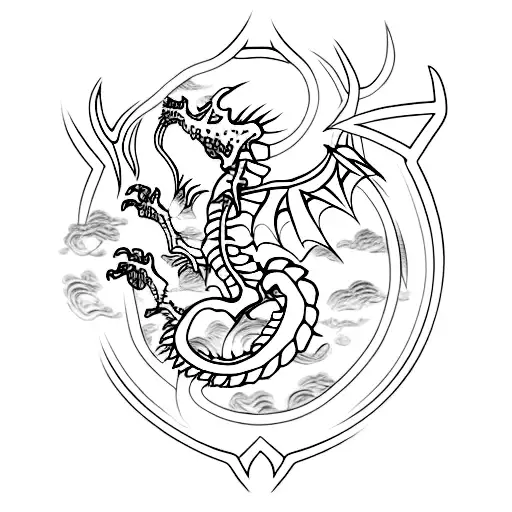 skeleton dragon back tattoo tattoo design idea