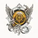 compass with wings coming in yin yang symbol formed tattoo design idea