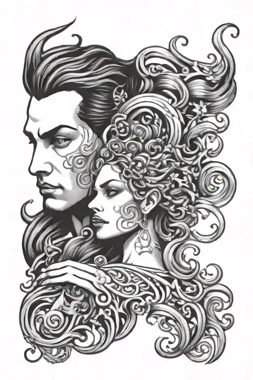 aquarius man with leo woman  tattoo design idea