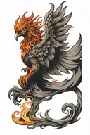 Phoenix rising from flames left arm sleeve tattoo design idea