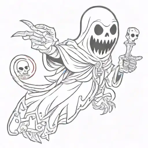 Cartoon Ghost Gaming tattoo design idea
