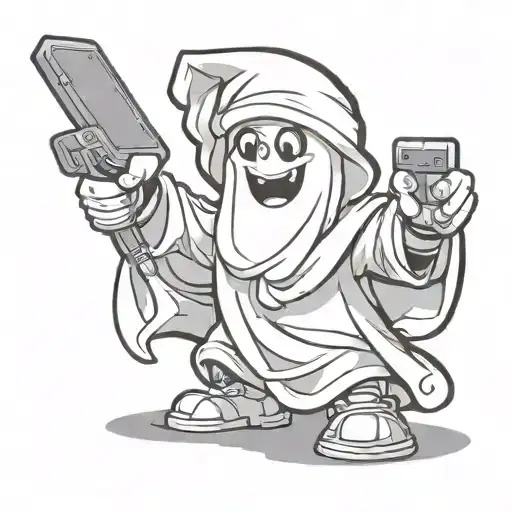 Cartoon Ghost Gaming tattoo design idea