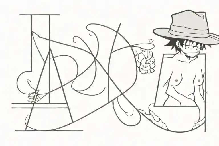 letter R I N G L A N D Luffy engaged tattoo design idea