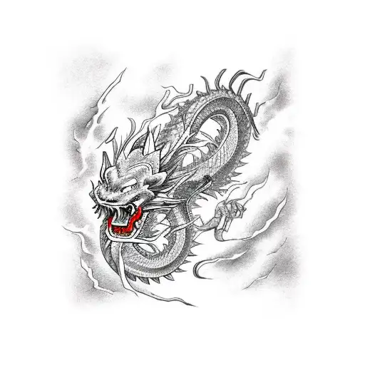 Sheng Long Dragon Ball tattoo design idea