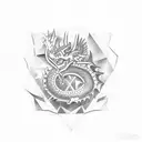 aztec, dragon , prism  tattoo design idea