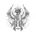 aztec, dragon , prism  tattoo design idea