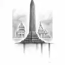 Obelisk the tormentor with colleseum in the background tattoo design idea