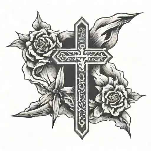 Joshua 1:9 with 3 crosses beneath  tattoo design idea