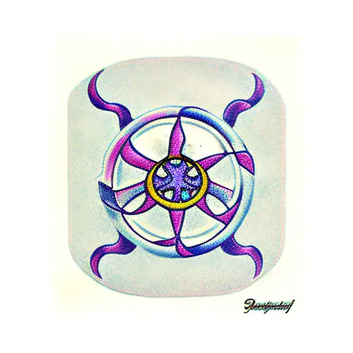 biohazard feminine colorful tattoo design idea