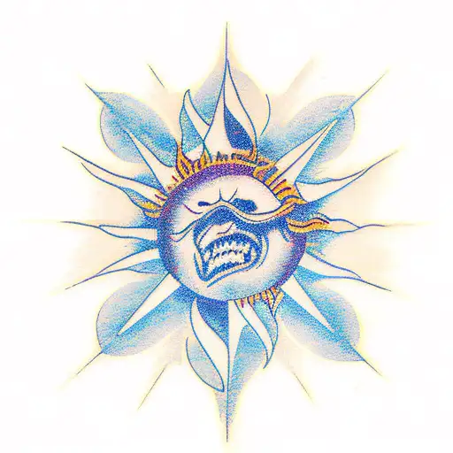 sun rays 8 number symbol and filled 7 number symbols  tattoo design idea