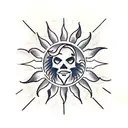 sun rays made feom 8 number symbol and filled 7 number symbols  tattoo design idea