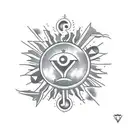 sun rays made feom 8 number symbol and filled 7 number symbols  tattoo design idea