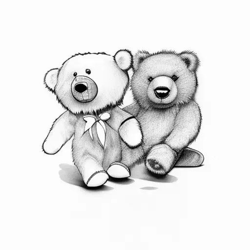 name Everly with teddy bear tattoo design idea