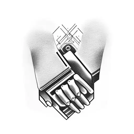 the handshake between human and robot tattoo design idea