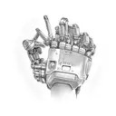 the human hand reaches for the robot hand and at the same moment the robot hand reaches for the human hand w tattoo design idea