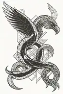 snake and phoenix rising tattoo design idea