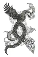 snake and phoenix rising tattoo design idea