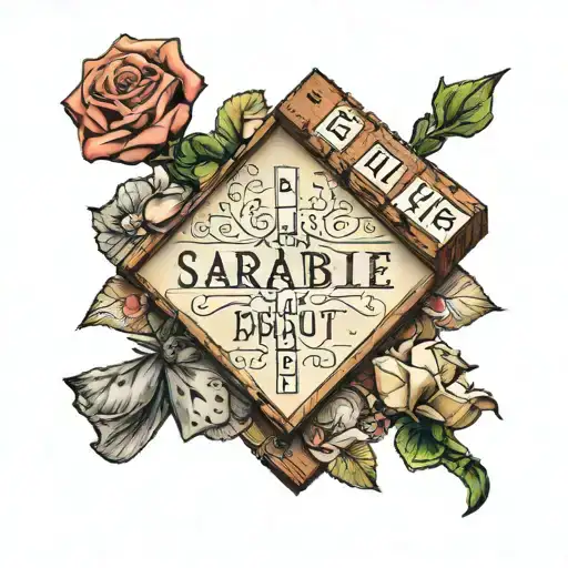 scrabble blocks with the inscription ArtBrut tattoo design idea