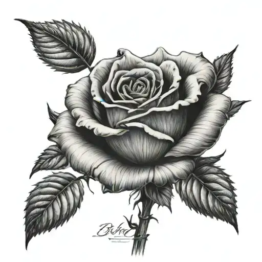 Rose with the name Brey  tattoo design idea