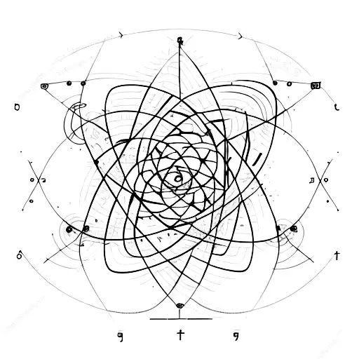 combination of atom, maths, nature and magic tattoo design idea