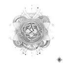 combination of atom, maths, nature and magic tattoo design idea