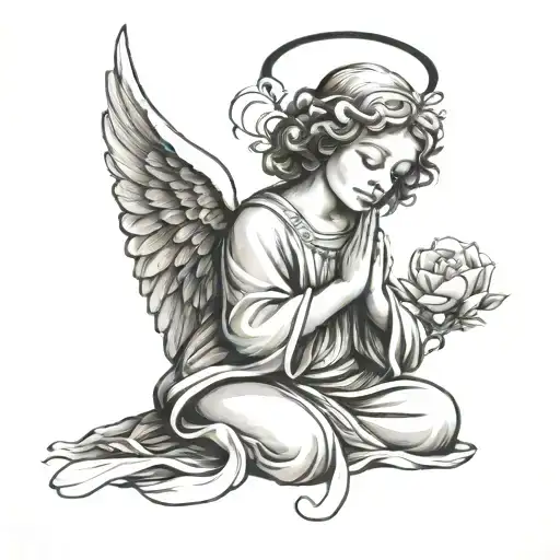 praying angel tattoo design idea