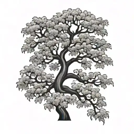 short and wide japanese maple tree tattoo design idea