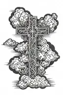 cross with cloud behind it tattoo design idea
